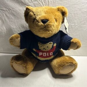 Vintage Polo Ralph Lauren Plush Teddy Bear Blue Polo Bear Sweater 1997